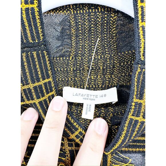 Lafayette 148 New York Fringed Plaid Mock Neck Sweater Dress Small - Picture 4 of 9